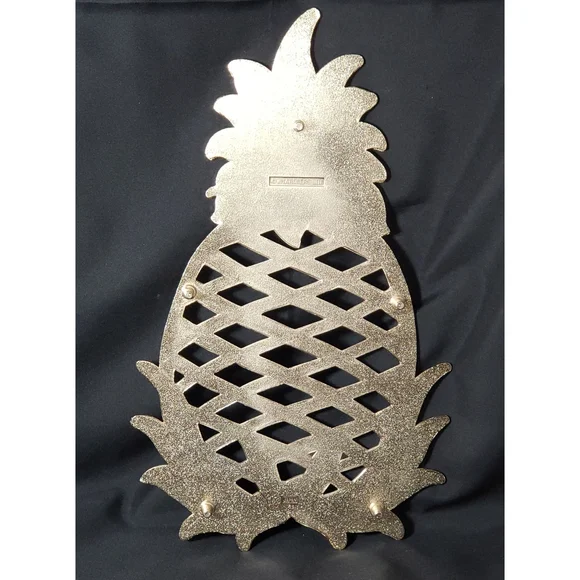 Vtg Japan WM A Rogers Pineapple Trivet Hot Plate Holder Wall Hanger Brass White - Picture 4 of 6